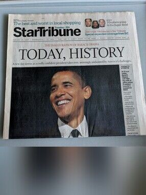 Star Tribune 'Today, History' Front Page Newspaper - Barack Obama Inauguration